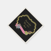 フレーム縁どメッセージPink Ribbonパーティーのパーソナライズ スタンダードカクテルナプキン (角)