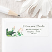 フレーム自然グリーン結婚フローラのリターンアドレス ラベル (インサイチュ)