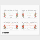 フレーム華美とフローラ結婚のステッカー 長方形シール (シート)