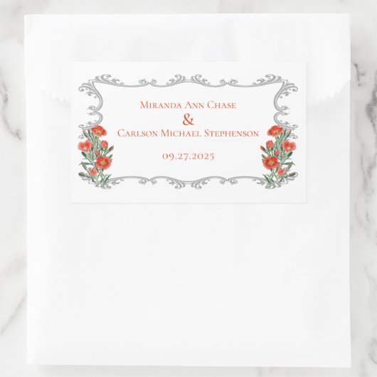 フレーム華美とフローラ結婚のステッカー 長方形シール (バッグ)