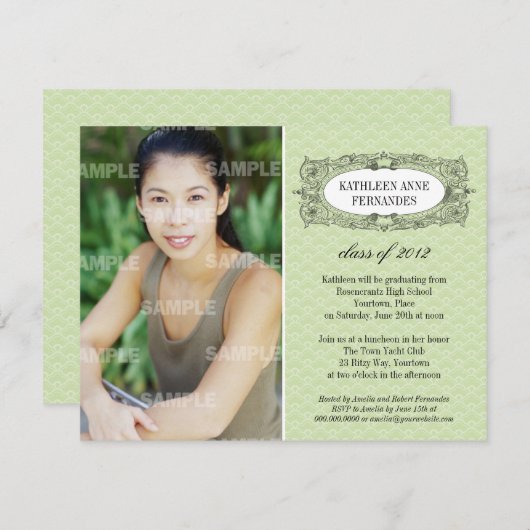 フレーム華美の卒業招待状 招待状 (正面/裏面)