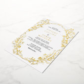 フレーム華美エレガントなウェディング金ゴールド 箔招待状 (回転した状態)
