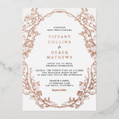 フレーム華美エレガントフォト結婚のバラ金ゴールド 箔招待状 (正面)