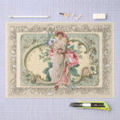 フレーム華美フランスのヴィンテージ花売りバラ 薄葉紙 (クラフト)