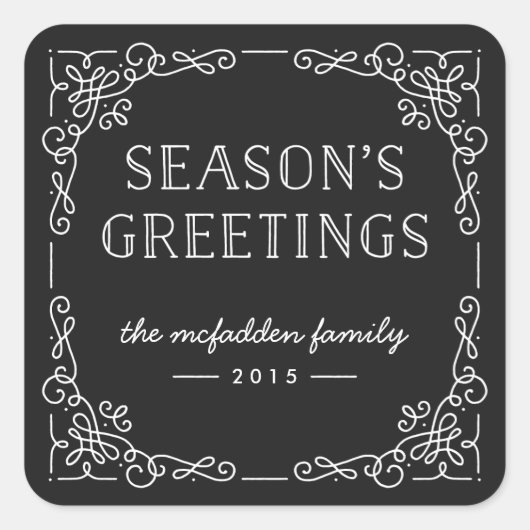 フレーム華美ホリデーステッカー – オニキス スクエアシール (正面)