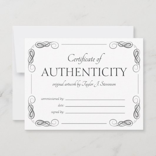 フレーム華美ヴィンテージのCertificate of Authenticity (正面)