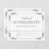 フレーム華美ヴィンテージのCertificate of Authenticity (正面/裏面)