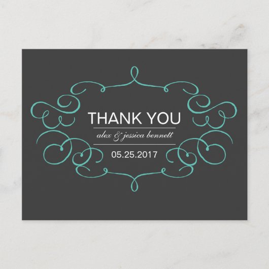 フレーム華美結婚の感謝はがき ポストカード (正面)