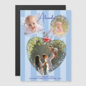 フレーム華美3 Photo 1stクリスマスブルーマイルストーン マグネット招待状 (正面/裏面)