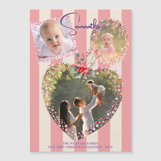 フレーム華美3 Photo 1stクリスマスマイルストーンカード マグネット招待状 (正面)