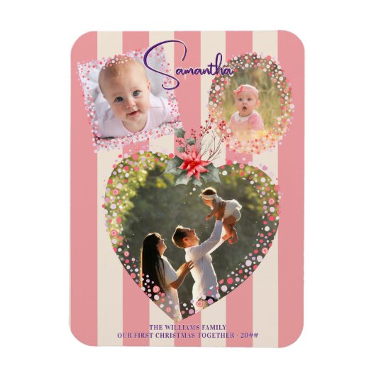 フレーム華美3 Photo 1stクリスマスマイルストーンカード マグネット (縦)