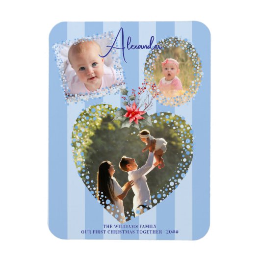 フレーム華美3 Photo 1stクリスマスマイルストーンカード マグネット (縦)