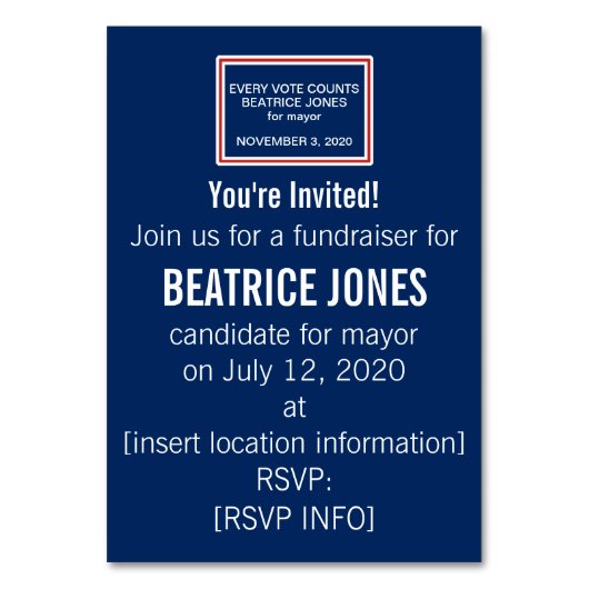 フレーム赤と白キャンペーン資金調達者招待状 テーブルナンバー (正面)