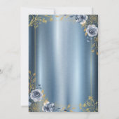 フレーム金ゴールドドレスブルーバラキンセアニラ 招待状 (裏面)