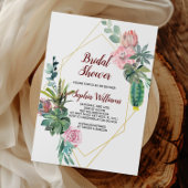 フレーム金ゴールドボホカクタスブライダルシャワー招待 招待状