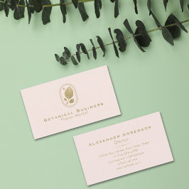 フレーム金ゴールドリーフミニマルボタニカルクリームシェードピンク 名刺