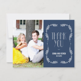 フレーム離れ結婚の写真サンキューカード海軍 サンキューカード