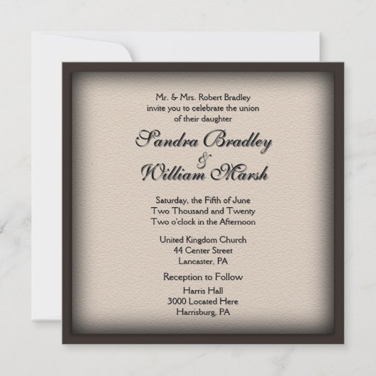 フレーム革ルック結婚式招待状 招待状 (正面)