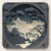 フレーム3D横向中国のきグレーコースター コースター (正面)