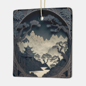 フレーム3D横向中国のきグレースクエアオーナメント セラミックオーナメント (左)