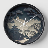 フレーム3D横向中国のき灰色の壁時計 壁時計 (正面)