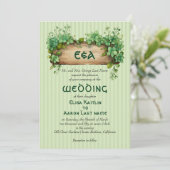 フレーム、イニシャル、QRコード セントパトリックデーの結婚式 招待状 (スタンド正面)