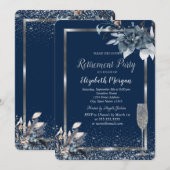 フレーム  コンフェッティ 冬の花 シャンパン 引退 招待状 (正面/裏面)