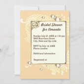 フレーム&ダイヤモンド付きピーチイメージブライダルシャワー 招待状 (正面)