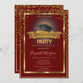 フレーム ダイヤモンド キャップ 赤 卒業 招待状 (正面/裏面)