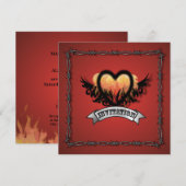 フレーム ハート ロックンロール バイク ウェディング 招待状 (正面/裏面)