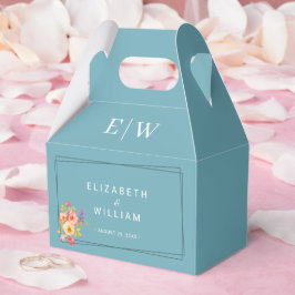 フレーム(バラ付き)、結婚のスタイル（レトロブルー） フェイバーボックス