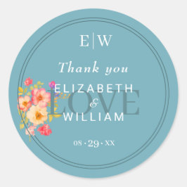 フレーム(バラ付き)、結婚のスタイル（レトロブルー） ラウンドシール