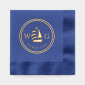 フレームSailboat Monogram 2イニシャルありがとう 箔ナプキン (正面)