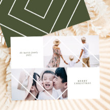 フレーモダンムグリーンクリスマスフォトカード