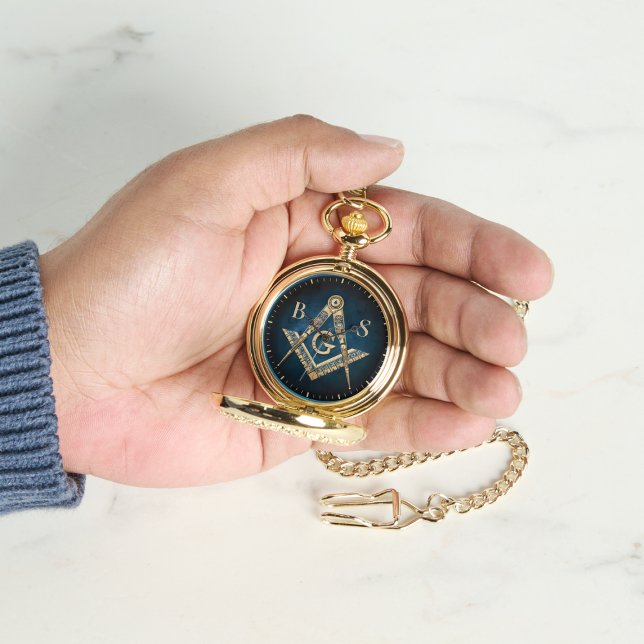 フレーユニークメーソンの贈り物 | ブルー金ゴールドマソニックコンパス 腕時計 (Unique Freemason Gifts | Blue Gold Masonic Compass Watch)