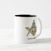 フレーユニークメーソンの贈り物 |金ゴールドマソニックコンパス ツートーンマグカップ (正面右)