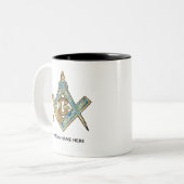 フレーユニークメーソンの贈り物 |金ゴールドマソニックコンパス ツートーンマグカップ (正面左)