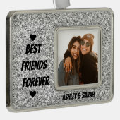 フレ最高のインズの写真とネームシルバーグリッター シルバープレートフレームオーナメント (右)
