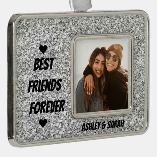 フレ最高のインズの写真とネームシルバーグリッター シルバープレートフレームオーナメント (右)