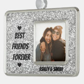 フレ最高のインズの写真とネームシルバーグリッター シルバープレートフレームオーナメント (左)