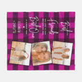 フレ最高のンズ3フォトフレンドシップトレンディーピンクプレイド  フリースブランケット (正面(横))