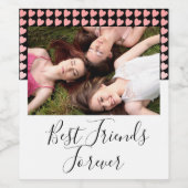 フレ最高のンズ・フォーバー・ピンク・ハート・フレンドシップ・フォト ワインラベル (シングルラベル)