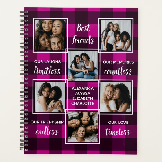 フレ最高のンドシップギフト贈呈ピンクプレイド6写真 プランナー手帳 (正面)