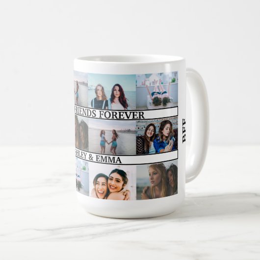 フレ最高のンドフォーエバー名前をカスタムする12フォトコラージュ コーヒーマグカップ (正面右)