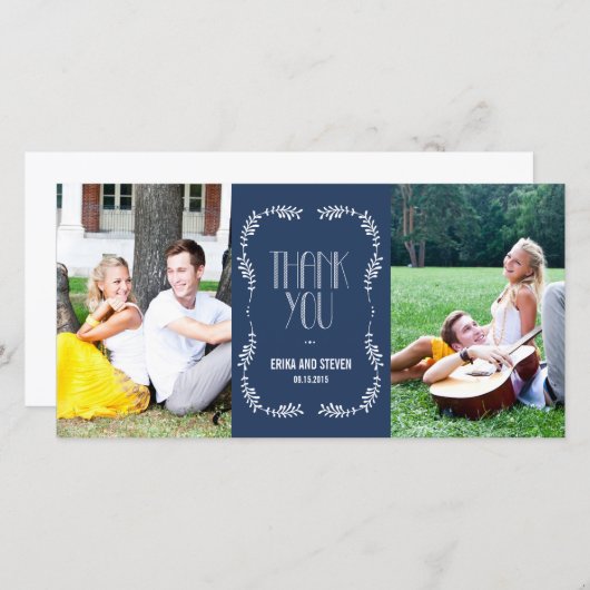 フレ離れーム結婚のサンキューカード海軍 サンキューカード (正面/裏面)