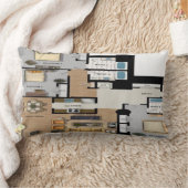 フロアプラン枕 ランバークッション (ブランケット)