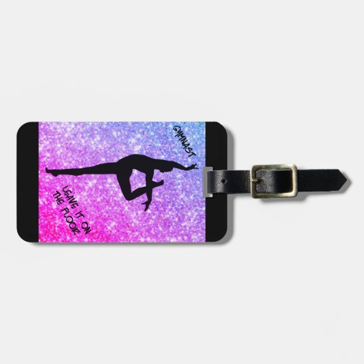 フロアー離れパープルで体操パーソナライズされたする ラゲッジタグ (正面横)