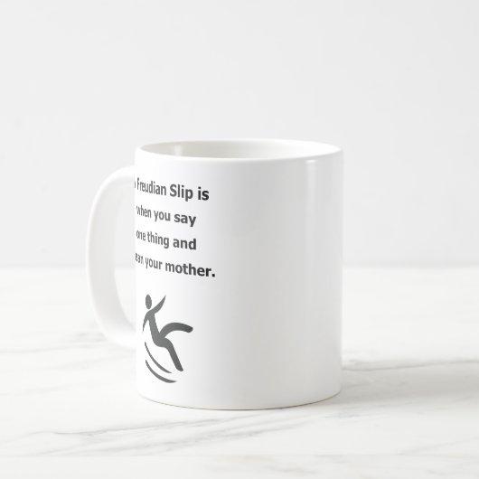 フロイト派のスリップ心理学理論のユーモアの冗談 コーヒーマグカップ (正面左)