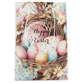 フロカラフルとイースターの卵の装飾リース ミディアムペーパーバッグ (正面)