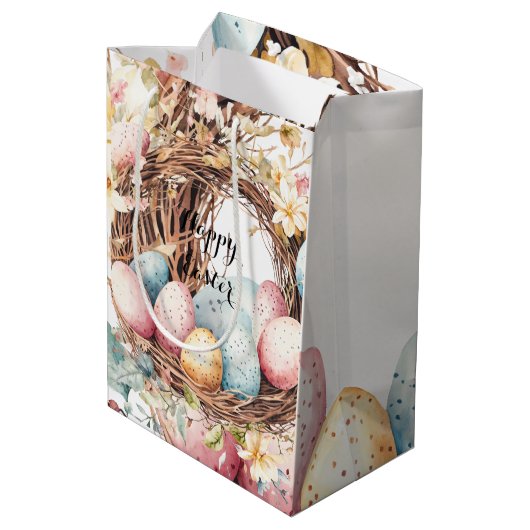 フロカラフルとイースターの卵の装飾リース ミディアムペーパーバッグ (裏面アングル)